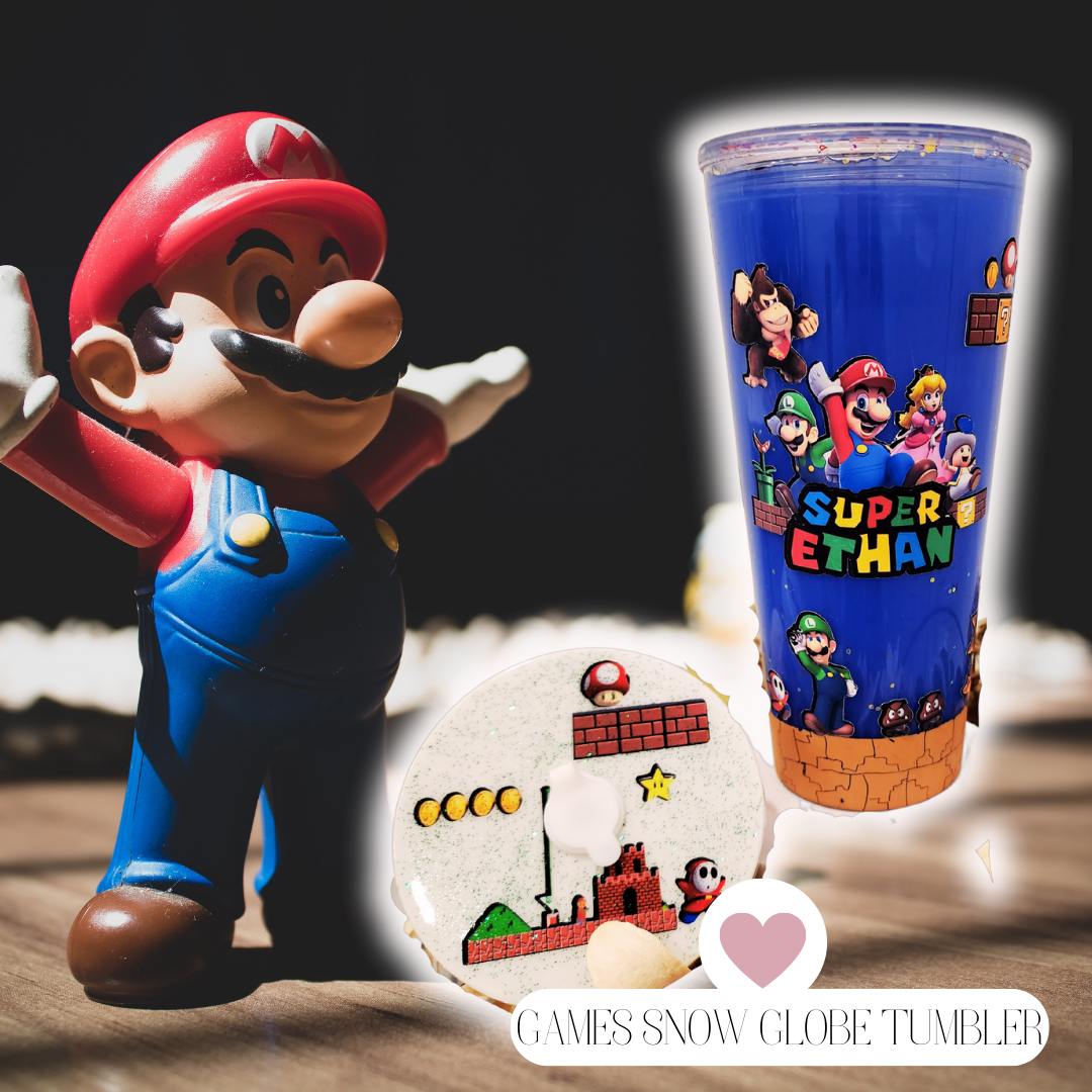 Games Snow Globe Glitter Tumbler