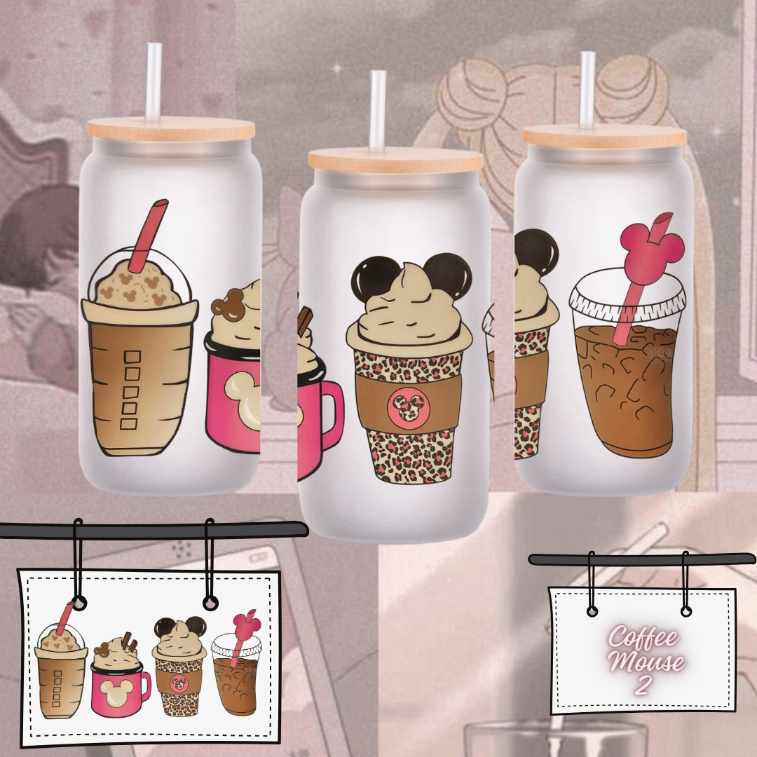 Coffee Mickey  UV DTF Cup Wrap Transfers